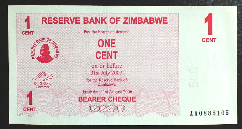 1 Cent - Zimbabwe 2007 r.