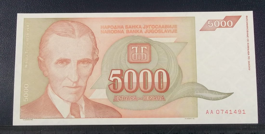 5000 dinarów JUGOSŁAWIA