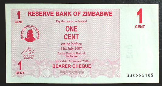 1 Cent - Zimbabwe 2007 r.