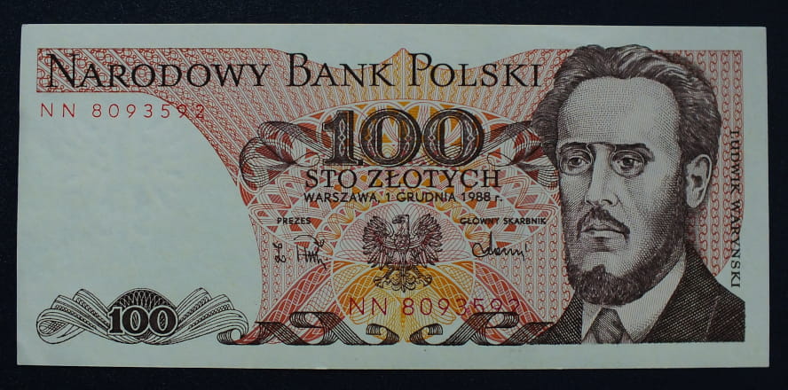 100 zł Ludwik WARYŃSKI 1988 UNC