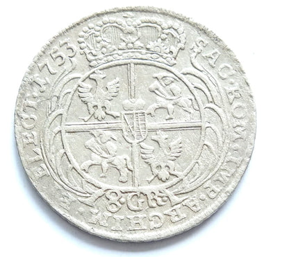 8 groszy August III 1753 (bez EC) - rzadka