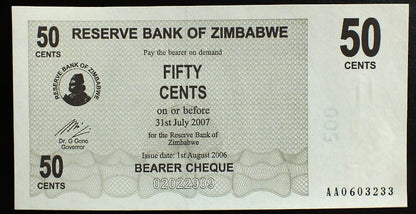 50 Cents - Zimbabwe 2006 r.