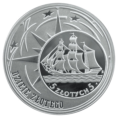 10 zł Dzieje złotego: Żaglowiec (2 zł i 5 zł z 1936 r.)