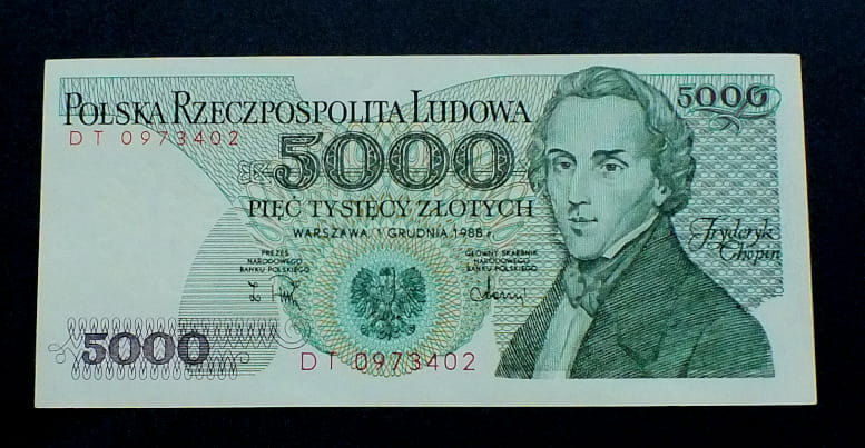 5000 zł Fryderyk CHOPIN 1988 UNC