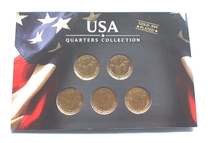 5 x 1/4 USD 2012 platerowane złotem .999