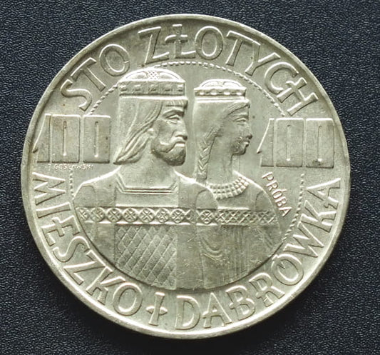 100 zł Mieszko i Dąbrówka 1966 - półpostać