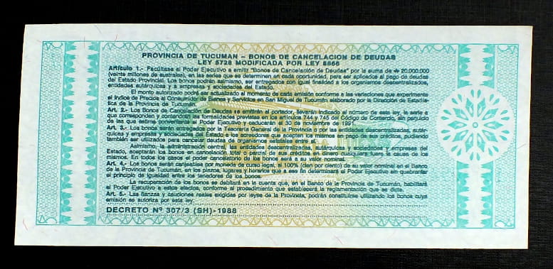 1 Austral -  Argentyna Provincia de Tucuman