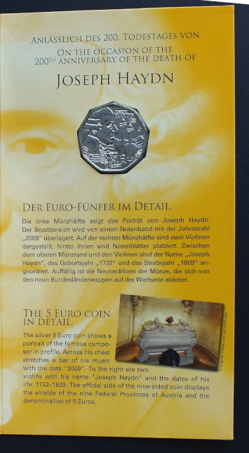 5 euro 200. rocznica urodzin Józefa Haydna - Austria