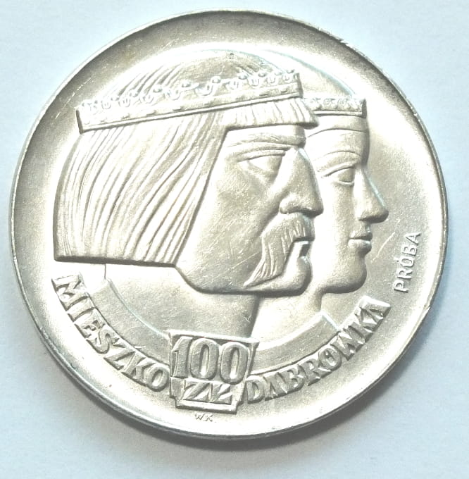 100 zł Mieszko i dąbrówka 1966 - popiersie