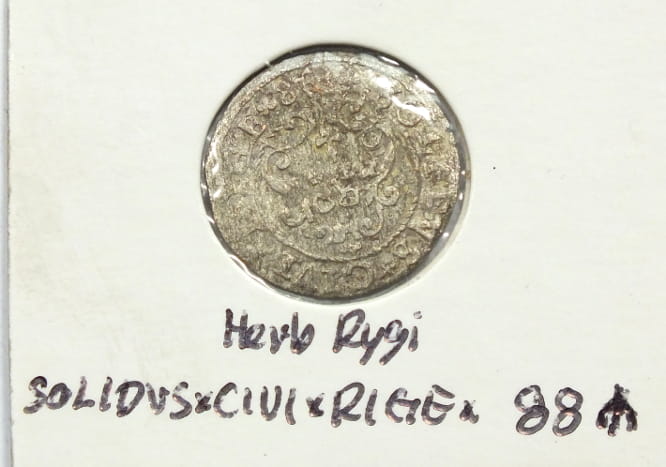 Szeląg Waza III 1588 Ryga R8!!