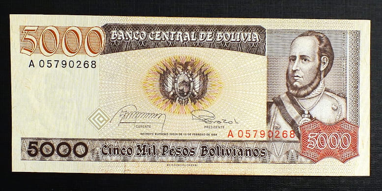 5000 Pesos - Boliwia 1984 r.