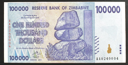 100 000 Dollars - Zimbabwe 2008 r.
