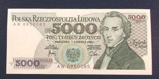 5000 zł Fryderyk CHOPIN 1982 UNC