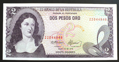 2 Pesos Oro - Kolumbia 1976