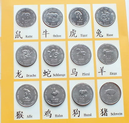 Zestaw 12 monet Znaki Zodiaku - CHINY