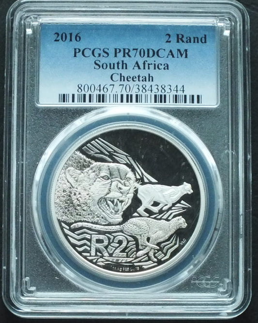 2 rand South Africa Gepard 1 OZ Ag PR70 PCGS