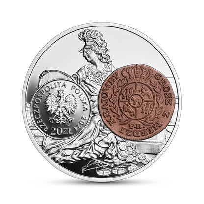 Moneta 20 zł Historia monety polskiej – Grosz z miedzi krajowej Stanisława Augusta