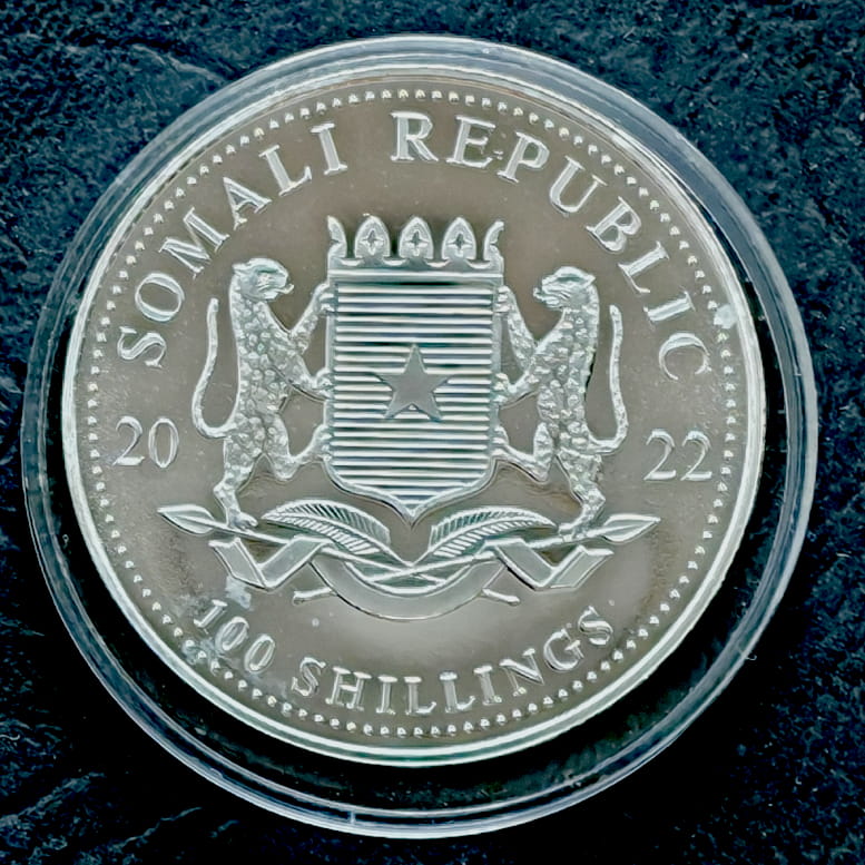 Somalia100 szylingów  African Wildlife - Słoń (1 OZ Ag) - 2022 r.