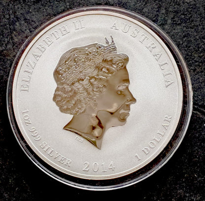 Australia 1 dolar Rok Konia LUNAR (1 OZ Ag) - 2014 r.