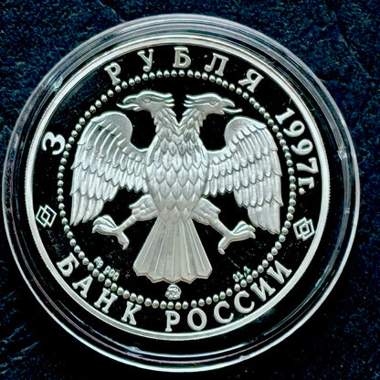 Rosja 3 ruble - Niedźwiedź polarny (1 OZ Ag) - 1997 r.